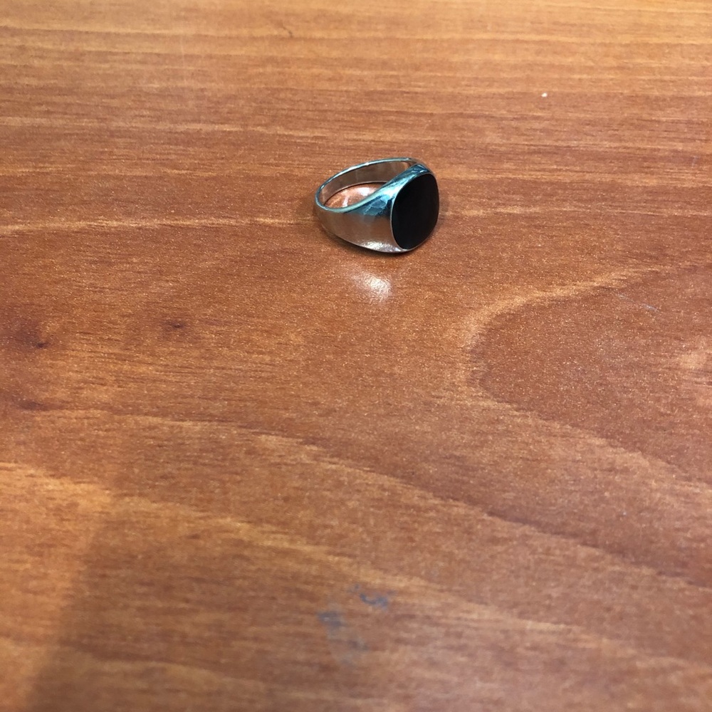 Silver signet ring wedding band for men